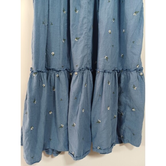 Old Navy Tiered Maxi Dress Large Tall Embroidered Cottage Boho Western Beachy - Picture 6 of 10